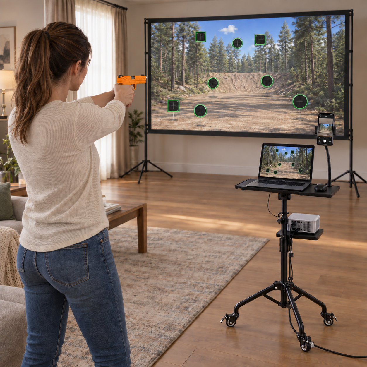 Glock 17 de formation laser face au vidéoprojecteur